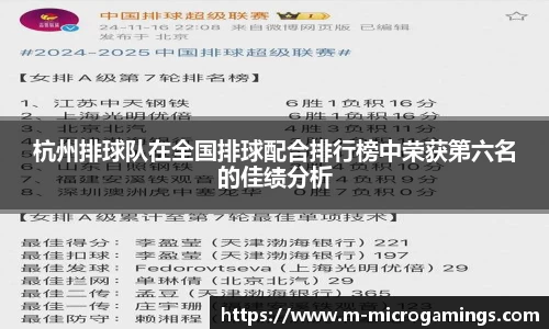 杭州排球队在全国排球配合排行榜中荣获第六名的佳绩分析